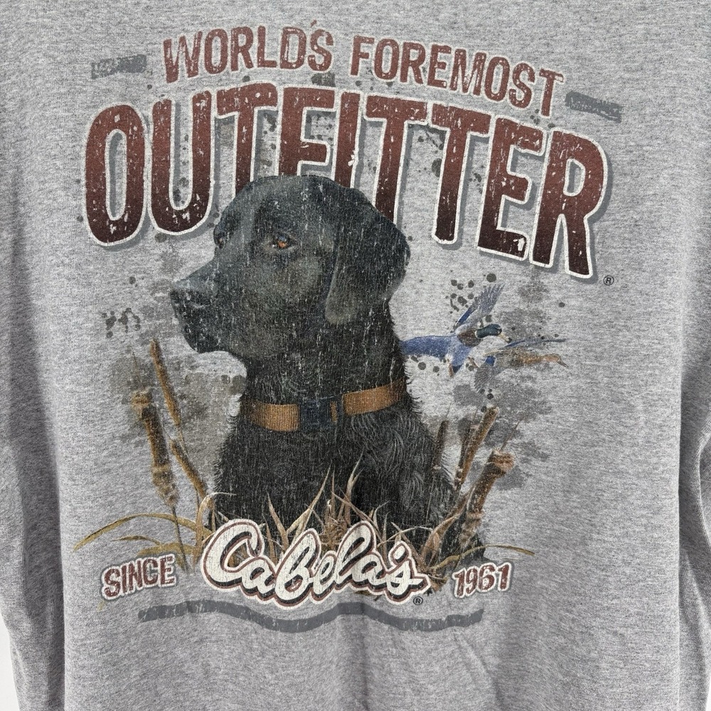 Cabelas Legendary Outfitters Black Lab Dog Graphic T Shirt Mens XL Grey
